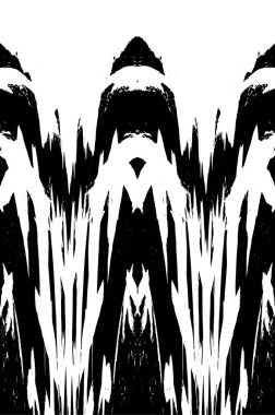 Grunge dikey olarak simetrik siyah beyaz doku. Tek renkli yıpranmış kaplama deseni. 