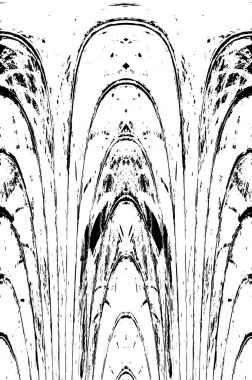 Grunge dikey olarak simetrik siyah beyaz doku. Tek renkli yıpranmış kaplama deseni. 