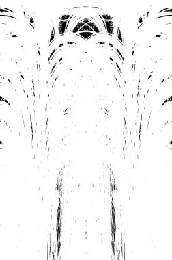 Grunge dikey olarak simetrik siyah beyaz doku. Tek renkli yıpranmış kaplama deseni. 