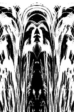 Grunge dikey olarak simetrik siyah beyaz doku. Tek renkli yıpranmış kaplama deseni. 