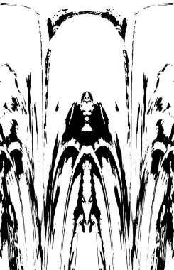 Grunge dikey olarak simetrik siyah beyaz doku. Tek renkli yıpranmış kaplama deseni. 