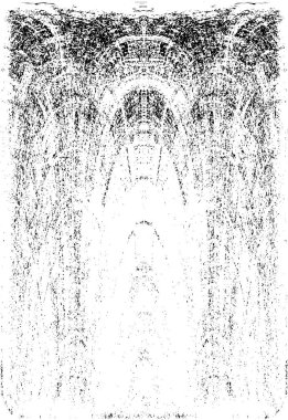 Grunge dikey olarak simetrik siyah beyaz doku. Tek renkli yıpranmış kaplama deseni. 