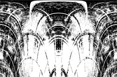 Grunge dikey olarak simetrik siyah beyaz doku. Tek renkli yıpranmış kaplama deseni. 