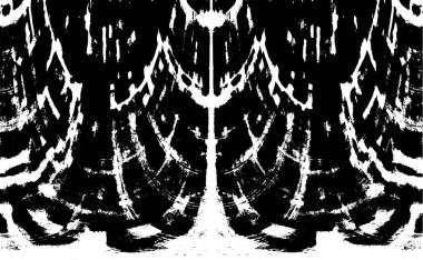 Grunge dikey olarak simetrik siyah beyaz doku. Tek renkli yıpranmış kaplama deseni. 