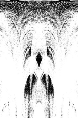 Grunge dikey olarak simetrik siyah beyaz doku. Tek renkli yıpranmış kaplama deseni. 