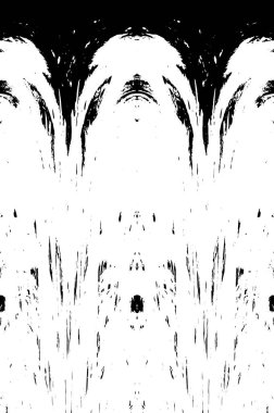 Grunge dikey olarak simetrik siyah beyaz doku. Tek renkli yıpranmış kaplama deseni. 