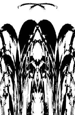 Grunge dikey olarak simetrik siyah beyaz doku. Tek renkli yıpranmış kaplama deseni. 