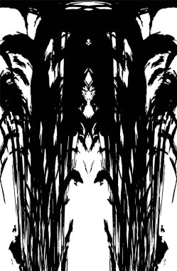 Grunge dikey olarak simetrik siyah beyaz doku. Tek renkli yıpranmış kaplama deseni. 