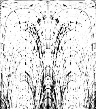 Grunge dikey olarak simetrik siyah beyaz doku. Tek renkli yıpranmış kaplama deseni. 