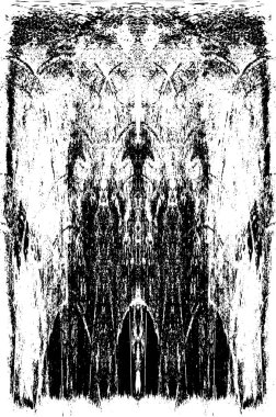 Grunge dikey olarak simetrik siyah beyaz doku. Tek renkli yıpranmış kaplama deseni. 