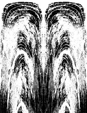 Grunge dikey olarak simetrik siyah beyaz doku. Tek renkli yıpranmış kaplama deseni. 