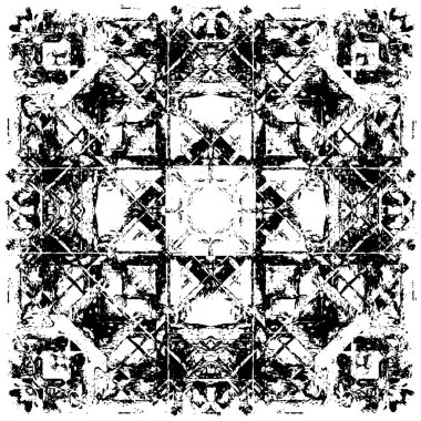 Grunge Siyah ve Beyaz Şehir Vektör Doku Şablonu. Çatlakların, lekelerin, çiplerin, çizgilerin koyu arkaplanı.