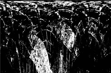 Grunge Siyah ve Beyaz Şehir Vektör Doku Şablonu. Çatlakların, lekelerin, çiplerin, çizgilerin koyu arkaplanı.