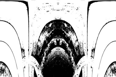 Grunge Siyah ve Beyaz Şehir Vektör Doku Şablonu. Çatlakların, lekelerin, çiplerin, çizgilerin koyu arkaplanı.