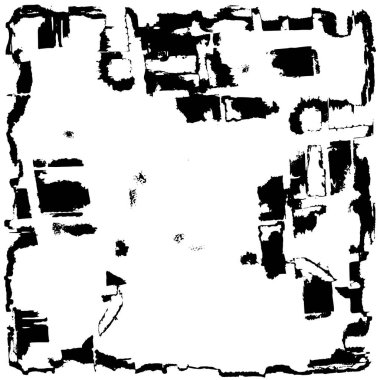 Grunge Siyah ve Beyaz Şehir Vektör Doku Şablonu. Çatlakların, lekelerin, çiplerin, çizgilerin koyu arkaplanı.