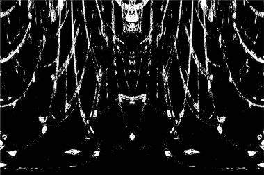 Grunge Siyah ve Beyaz Şehir Vektör Doku Şablonu. Çatlakların, lekelerin, çiplerin, çizgilerin koyu arkaplanı.