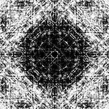 Grunge Siyah ve Beyaz Şehir Vektör Doku Şablonu. Çatlakların, lekelerin, çiplerin, çizgilerin koyu arkaplanı.