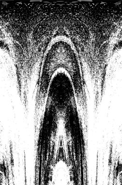 Grunge dikey olarak simetrik siyah beyaz doku. Tek renkli yıpranmış kaplama deseni. 