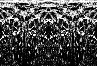 Grunge dikey olarak simetrik siyah beyaz doku. Tek renkli yıpranmış kaplama deseni. 