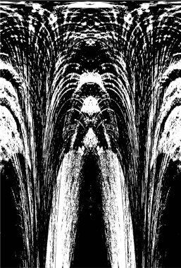 Grunge Siyah ve Beyaz Şehir Vektör Doku Şablonu. Çatlakların, lekelerin, çiplerin, çizgilerin koyu arkaplanı.