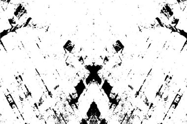 Grunge Siyah ve Beyaz Şehir Vektör Doku Şablonu. Çatlakların, lekelerin, çiplerin, çizgilerin koyu arkaplanı.