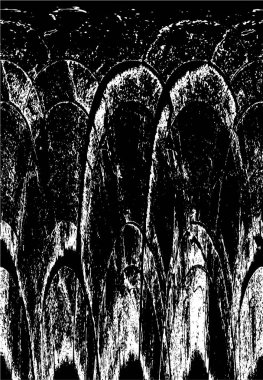 Grunge Siyah ve Beyaz Şehir Vektör Doku Şablonu. Çatlakların, lekelerin, çiplerin, çizgilerin koyu arkaplanı.