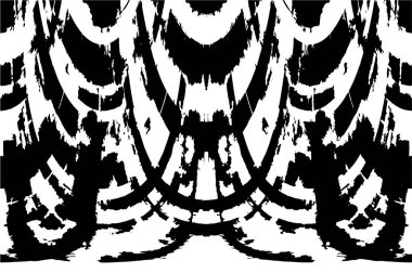 Grunge Siyah ve Beyaz Şehir Vektör Doku Şablonu. Çatlakların, lekelerin, çiplerin, çizgilerin koyu arkaplanı.