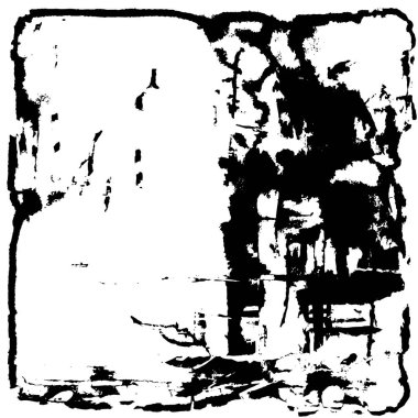 Grunge Siyah ve Beyaz Şehir Vektör Doku Şablonu. Çatlakların, lekelerin, çiplerin, çizgilerin koyu arkaplanı.