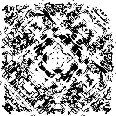 Grunge Siyah ve Beyaz Şehir Vektör Doku Şablonu. Çatlakların, lekelerin, çiplerin, çizgilerin koyu arkaplanı.