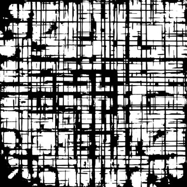 Grunge Siyah ve Beyaz Şehir Vektör Doku Şablonu. Çatlakların, lekelerin, çiplerin, çizgilerin koyu arkaplanı.