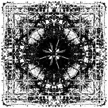 Grunge Siyah ve Beyaz Şehir Vektör Doku Şablonu. Çatlakların, lekelerin, çiplerin, çizgilerin koyu arkaplanı.