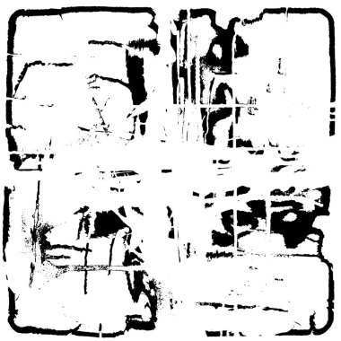 Grunge Siyah ve Beyaz Şehir Vektör Doku Şablonu. Çatlakların, lekelerin, çiplerin, çizgilerin koyu arkaplanı.