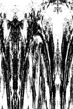 Grunge Siyah ve Beyaz Şehir Vektör Doku Şablonu. Çatlakların, lekelerin, çiplerin, çizgilerin koyu arkaplanı.