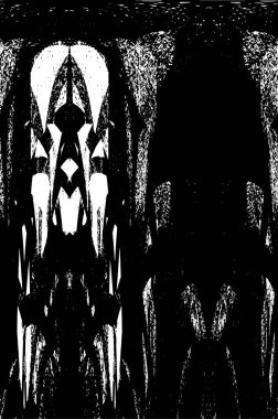 Grunge Siyah ve Beyaz Şehir Vektör Doku Şablonu. Çatlakların, lekelerin, çiplerin, çizgilerin koyu arkaplanı.