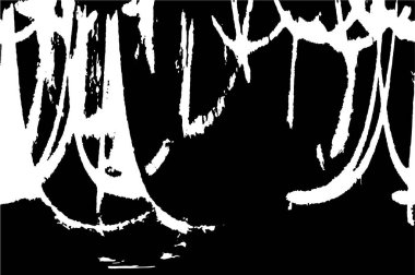 Grunge Siyah ve Beyaz Şehir Vektör Doku Şablonu. Çatlakların, lekelerin, çiplerin, çizgilerin koyu arkaplanı.