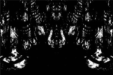 Grunge Siyah ve Beyaz Şehir Vektör Doku Şablonu. Çatlakların, lekelerin, çiplerin, çizgilerin koyu arkaplanı.