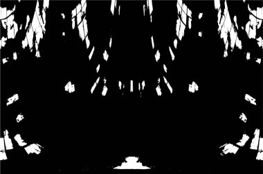 Grunge Siyah ve Beyaz Şehir Vektör Doku Şablonu. Çatlakların, lekelerin, çiplerin, çizgilerin koyu arkaplanı.