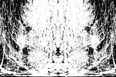 Grunge Siyah ve Beyaz Şehir Vektör Doku Şablonu. Çatlakların, lekelerin, çiplerin, çizgilerin koyu arkaplanı.