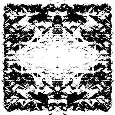 Grunge Siyah ve Beyaz Şehir Vektör Doku Şablonu. Çatlakların, lekelerin, çiplerin, çizgilerin koyu arkaplanı.