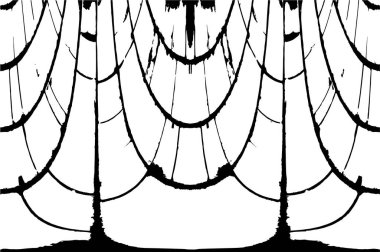 Grunge Siyah ve Beyaz Şehir Vektör Doku Şablonu. Çatlakların, lekelerin, çiplerin, çizgilerin koyu arkaplanı.