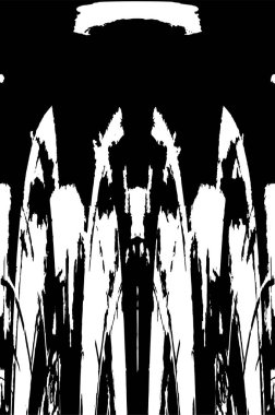 Grunge Siyah ve Beyaz Şehir Vektör Doku Şablonu. Çatlakların, lekelerin, çiplerin, çizgilerin koyu arkaplanı.