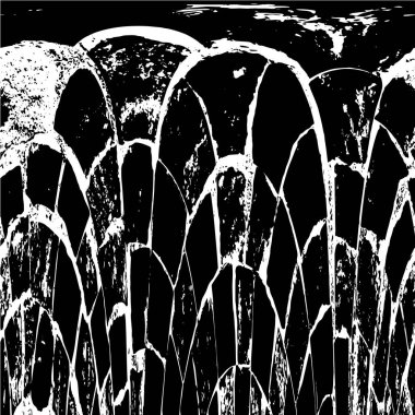 Grunge Siyah ve Beyaz Şehir Vektör Doku Şablonu. Çatlakların, lekelerin, çiplerin, çizgilerin koyu arkaplanı.