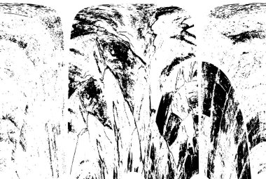 Grunge Siyah ve Beyaz Şehir Vektör Doku Şablonu. Çatlakların, lekelerin, çiplerin, çizgilerin koyu arkaplanı.