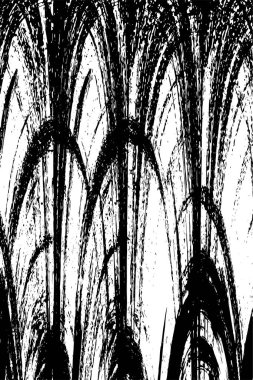 Grunge Siyah ve Beyaz Şehir Vektör Doku Şablonu. Çatlakların, lekelerin, çiplerin, çizgilerin koyu arkaplanı.