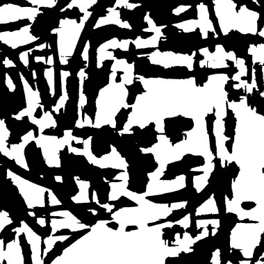 Grunge Siyah ve Beyaz Şehir Vektör Doku Şablonu. Çatlakların, lekelerin, çiplerin, çizgilerin koyu arkaplanı.