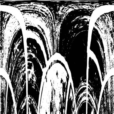 Grunge Siyah ve Beyaz Şehir Vektör Doku Şablonu. Çatlakların, lekelerin, çiplerin, çizgilerin koyu arkaplanı.