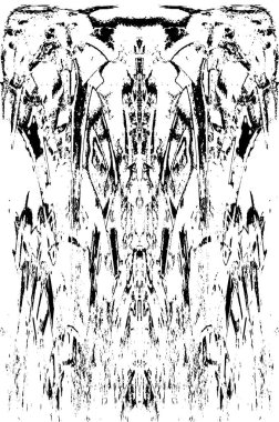 Grunge dikey olarak simetrik siyah beyaz doku. Tek renkli yıpranmış kaplama deseni. 