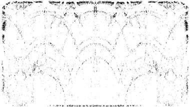 Grunge Siyah ve Beyaz Şehir Vektör Doku Şablonu. Çatlakların, lekelerin, çiplerin, çizgilerin koyu arkaplanı.