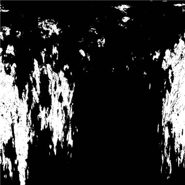 Grunge Siyah ve Beyaz Şehir Vektör Doku Şablonu. Çatlakların, lekelerin, çiplerin, çizgilerin koyu arkaplanı.