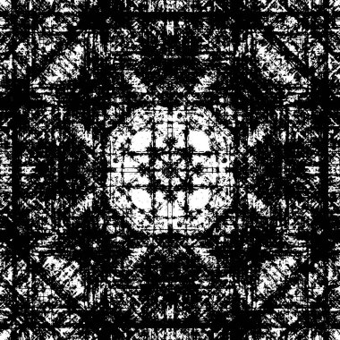 Grunge Siyah ve Beyaz Şehir Vektör Doku Şablonu. Çatlakların, lekelerin, çiplerin, çizgilerin koyu arkaplanı.
